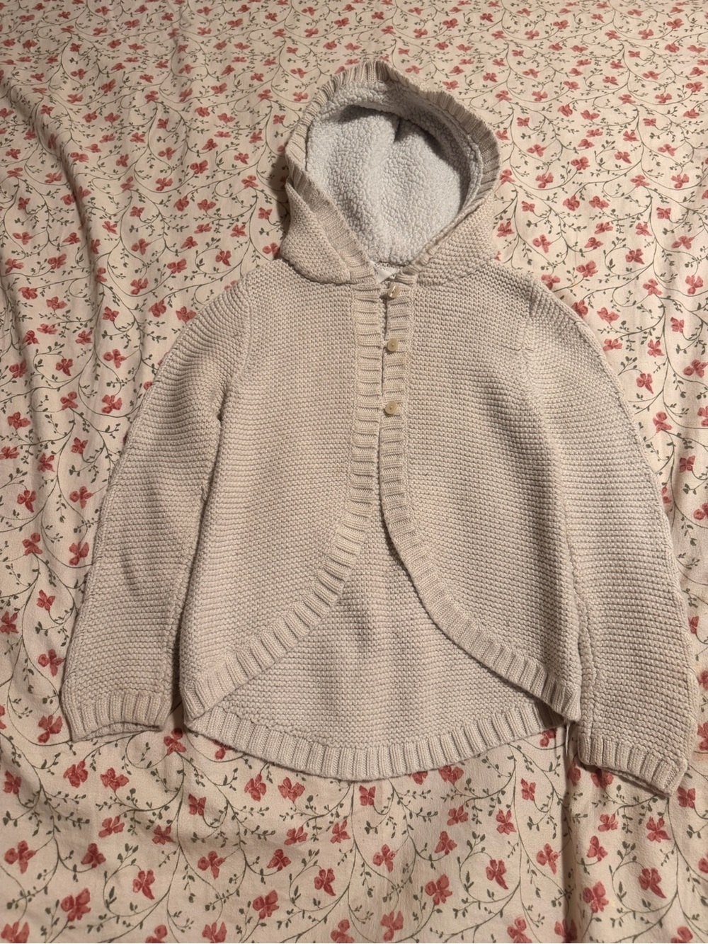 Artisan Ny Ivory Hooded Knit Cardigan for Kids